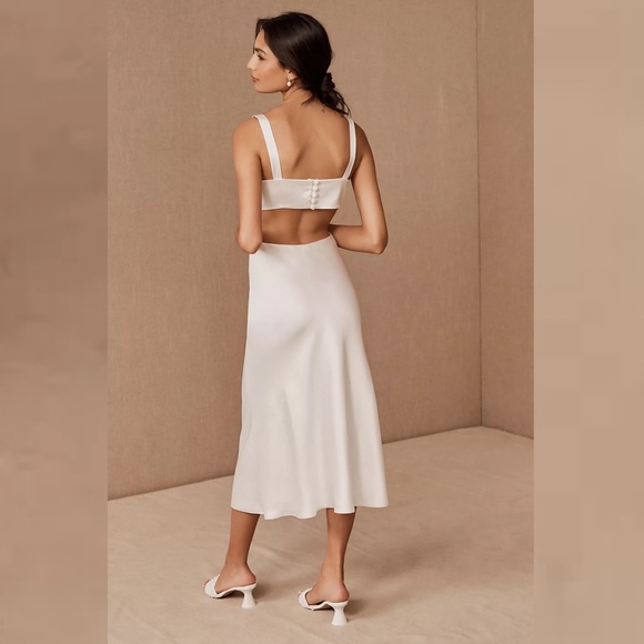 Anthropologie x BHLDN Sachin & Babi Sierra Satin Midi Dress Ivory